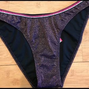 Purple sparkle swim bottom with pink/white